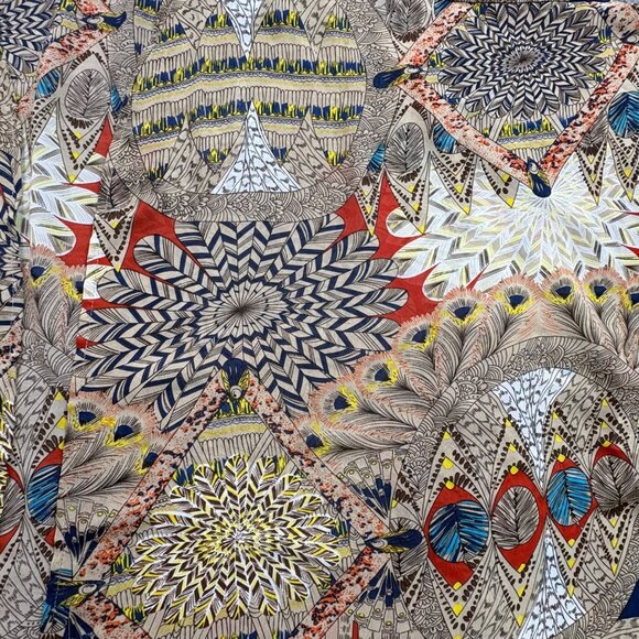 Umgee USA Cardigam Womens S/M Kimono Tribal Pom Pom Trim Sheer Open Boho Artsy - Picture 13 of 14